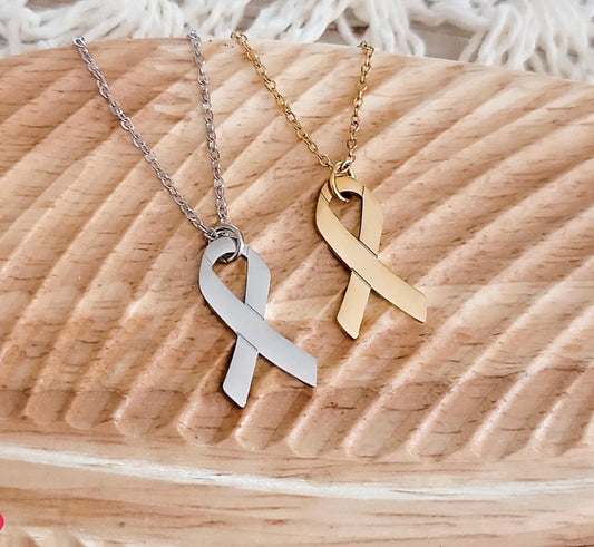 Cancer Ribbon Necklace