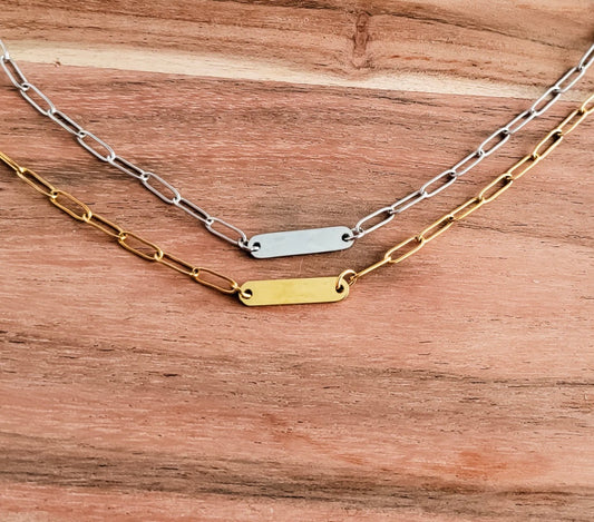 Paperclip Chain Bar Necklace