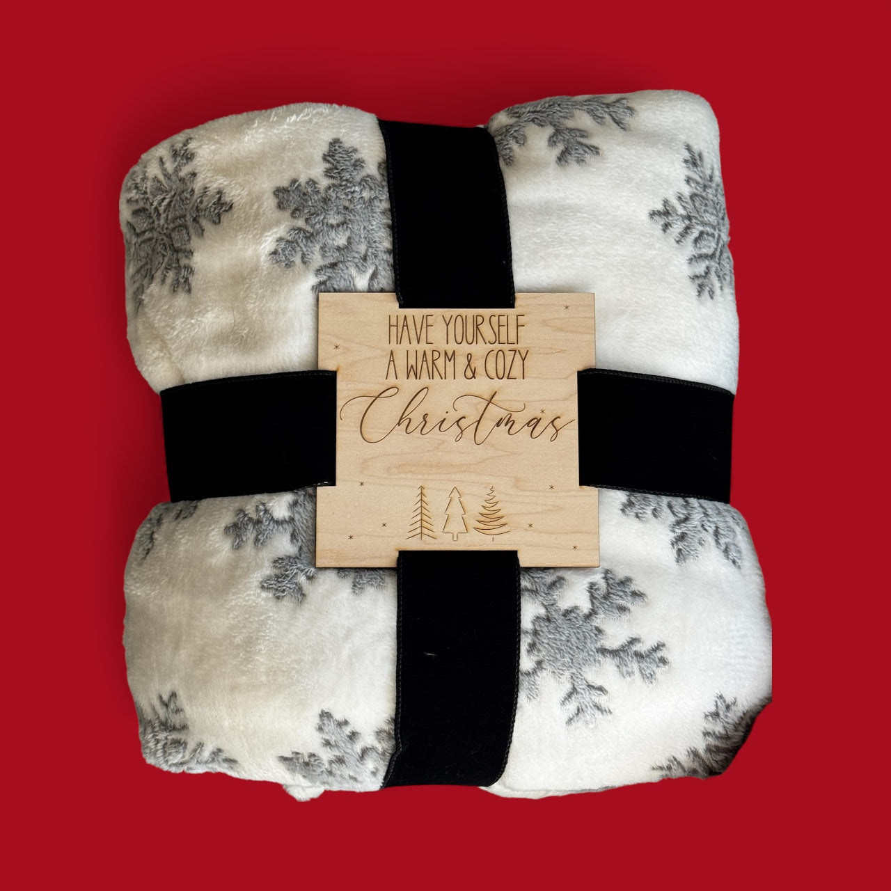 Holiday Plush Throws with Wood Tags