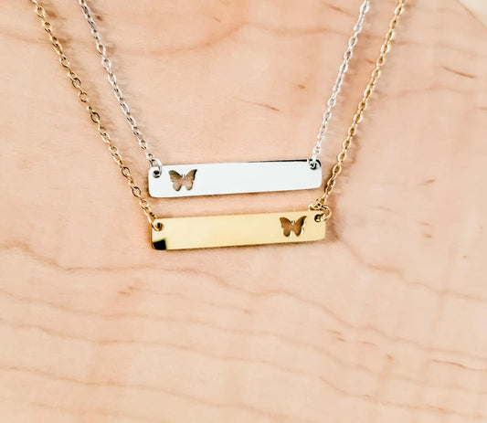 Butterfly Cutout Bar Necklace
