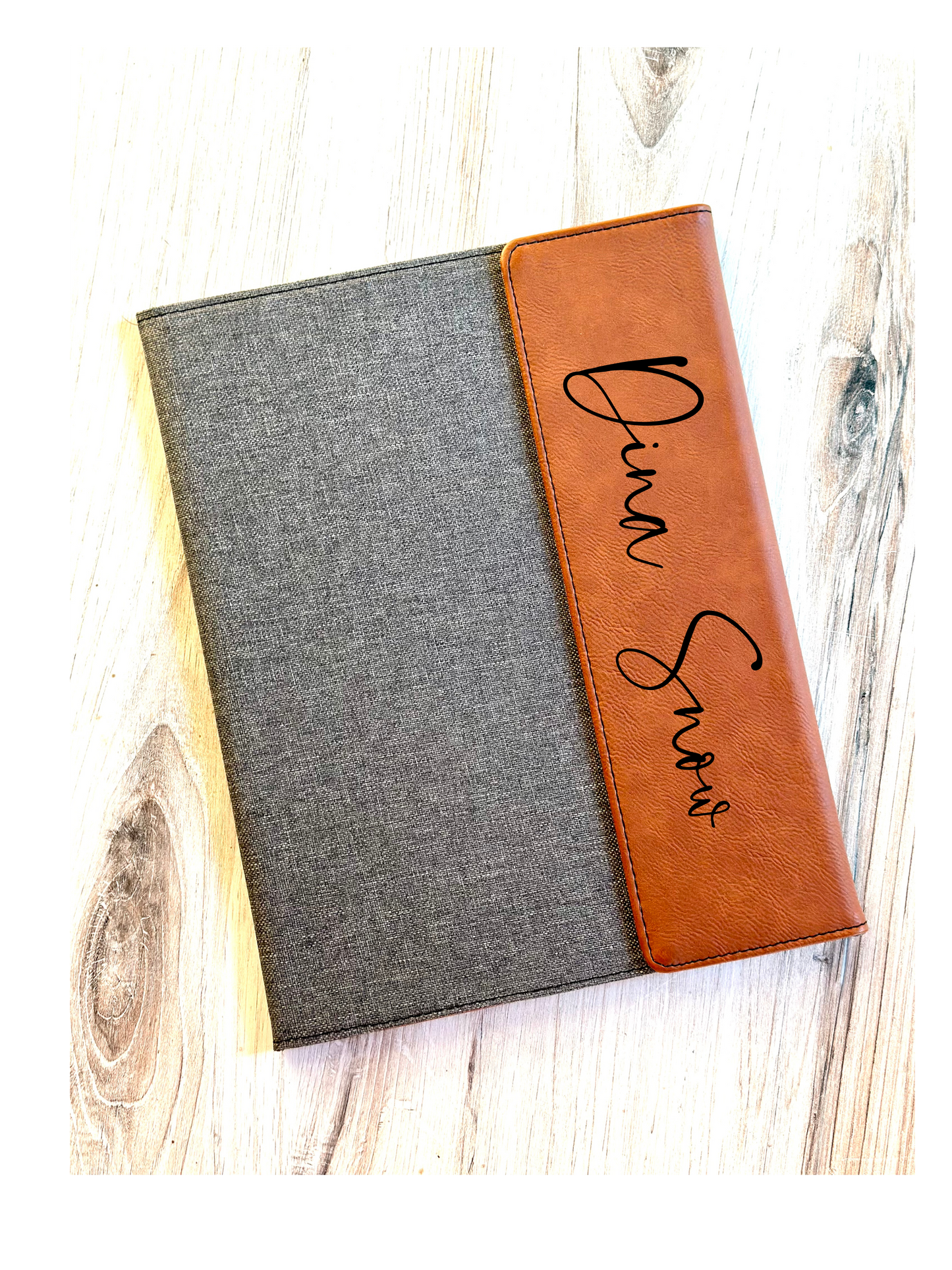 Custom Engraved Leather and Canvas Portfolio